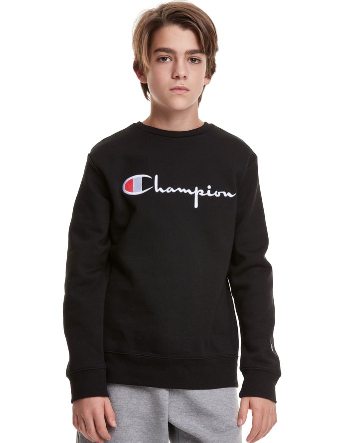 Champion Reverse Weave Fleece Crew Embroidered Logo Sweatshirt Jongens - Zwart - Belgie 5293AVRWP